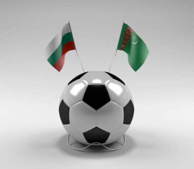 Bulgaristan - Türkmenistan Futbol Bayrakları, Beyaz Arkaplan - 3D Hazırlama