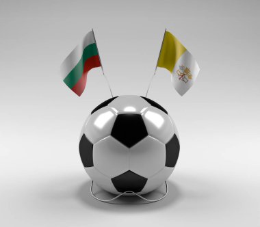 Bulgaristan - Vatikan-Şehir Futbol Bayrakları, Beyaz Arkaplan - 3D Render