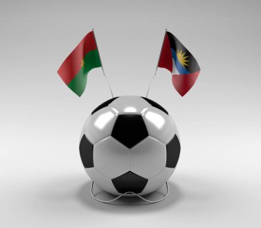 Burkina-Faso - Antigua ve Barbuda Futbol Bayrakları, Beyaz Arkaplan - 3D Render