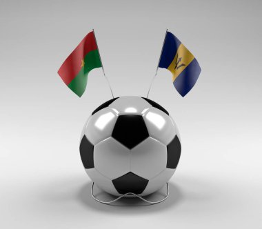 Burkina-Faso - Barbados Futbol Bayrakları, Beyaz Arkaplan - 3D Render