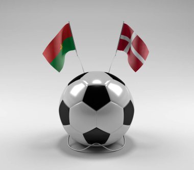 Burkina-Faso - Danimarka Futbol Bayrakları, Beyaz Arkaplan - 3D Render