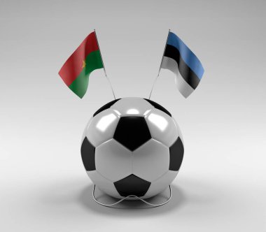 Burkina-Faso - Estonya Futbol Bayrakları, Beyaz Arkaplan - 3D Render