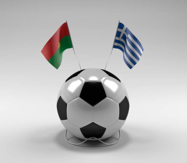 Burkina-Faso - Yunanistan Futbol Bayrakları, Beyaz Arkaplan - 3D Render