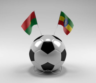 Burkina-Faso - Etiyopya Futbol Bayrakları, Beyaz Arkaplan - 3D Render