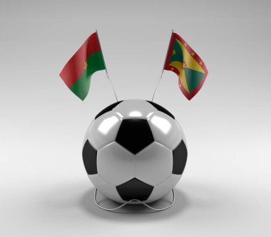 Burkina-Faso - Grenada Futbol Bayrakları, Beyaz Arkaplan - 3D Render