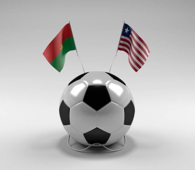 Burkina-Faso - Liberya Futbol Bayrakları, Beyaz Arkaplan - 3D Render