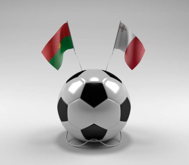 Burkina-Faso - Malta Futbol Bayrakları, Beyaz Arkaplan - 3D Render