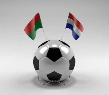 Burkina-Faso - Paraguay Futbol Bayrakları, Beyaz Arkaplan - 3D Render