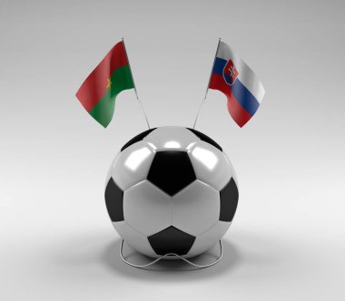 Burkina-Faso - Slovakya Futbol Bayrakları, Beyaz Arkaplan - 3D Render