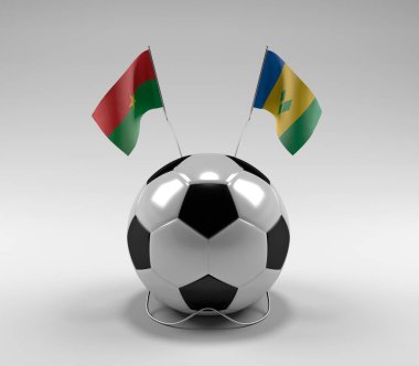 Burkina-Faso - Saint-Vincent-and the-Grenadines Futbol Bayrakları, Beyaz Arkaplan - 3D