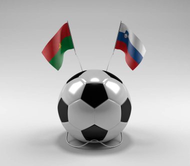 Burkina-Faso - Slovenya Futbol Bayrakları, Beyaz Arkaplan - 3D Render