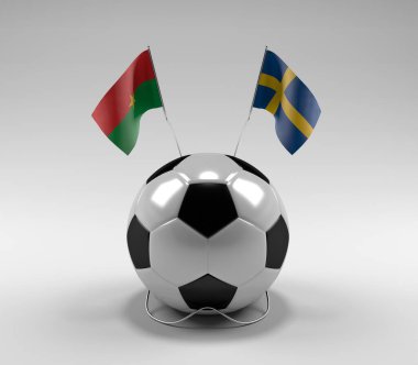 Burkina-Faso - İsveç Futbol Bayrakları, Beyaz Arkaplan - 3D Render