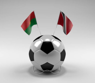 Burkina-Faso - Trinidad ve Tobago Futbol Bayrakları, Beyaz Arkaplan - 3D Render