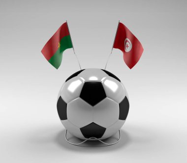 Burkina-Faso - Tunus Futbol Bayrakları, Beyaz Arkaplan - 3D Render