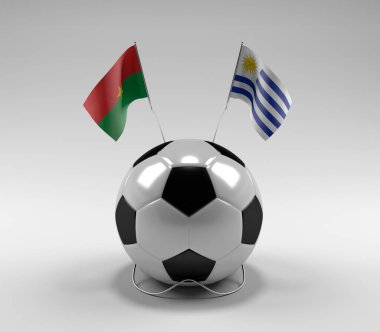Burkina-Faso - Uruguay Futbol Bayrakları, Beyaz Arkaplan - 3D Render