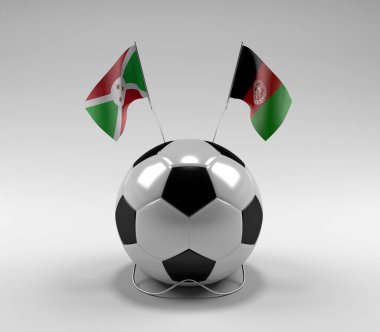 Burundi - Afganistan Futbol Bayrakları, Beyaz Arkaplan - 3D Render