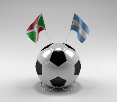 Burundi - Arjantin Futbol Bayrakları, Beyaz Arkaplan - 3D Render