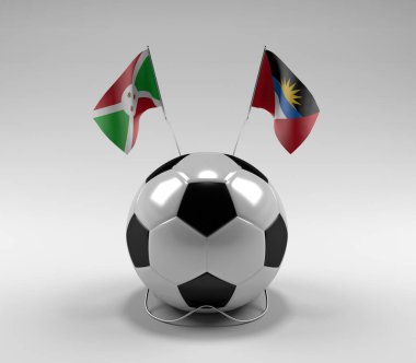 Burundi - Antigua ve Barbuda Futbol Bayrakları, Beyaz Arkaplan - 3D Render