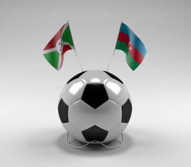 Burundi - Azerbaycan Futbol Bayrakları, Beyaz Arkaplan - 3D Render
