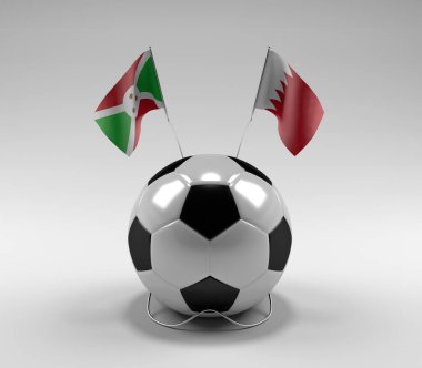Burundi - Bahreyn Futbol Bayrakları, Beyaz Arkaplan - 3D Render