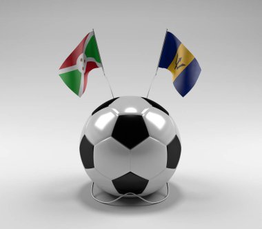 Burundi - Barbados Futbol Bayrakları, Beyaz Arkaplan - 3D Render