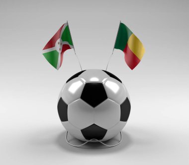 Burundi - Benin Futbol Bayrakları, Beyaz Arkaplan - 3D Render