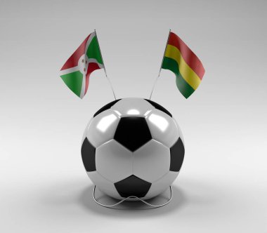 Burundi - Bolivya Futbol Bayrakları, Beyaz Arkaplan - 3D Render