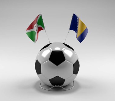 Burundi - Bosna-Hersek Futbol Bayrakları, Beyaz Arkaplan - 3D Render