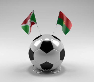Burundi - Burkina-Faso Futbol Bayrakları, Beyaz Arkaplan - 3D Render