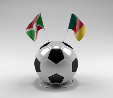 Burundi - Kamerun Futbol Bayrakları, Beyaz Arkaplan - 3D Render