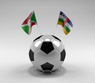 Burundi - Orta Afrika Cumhuriyeti Futbol Bayrakları, Beyaz Arkaplan - 3D Render