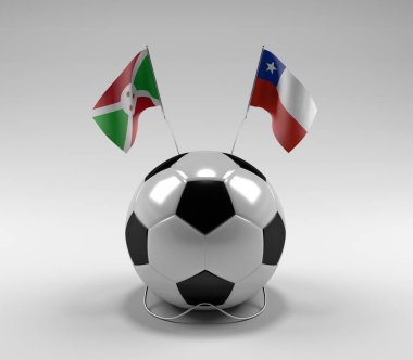 Burundi - Şili Futbol Bayrakları, Beyaz Arkaplan - 3D Render