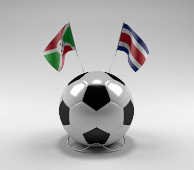 Burundi - Kosta Rika Futbol Bayrakları, Beyaz Arkaplan - 3D Render