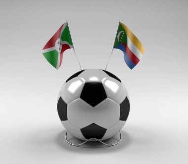 Burundi - Komoros Futbol Bayrakları, Beyaz Arkaplan - 3D Render