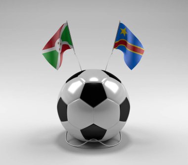 Burundi - Kongo Demokratik Cumhuriyeti Futbol Bayrakları, Beyaz Arkaplan - 3D Render