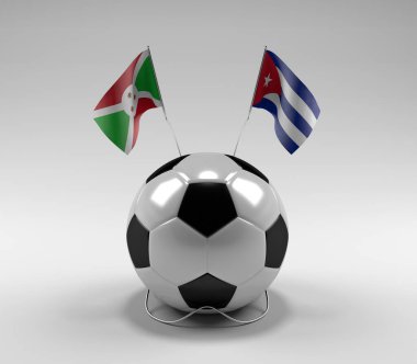 Burundi - Küba Futbol Bayrakları, Beyaz Arkaplan - 3D Render