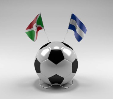 Burundi - El-Salvador Futbol Bayrakları, Beyaz Arkaplan - 3D Render