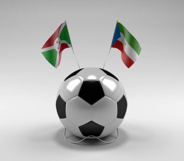 Burundi - Ekvator-Gine Futbol Bayrakları, Beyaz Arkaplan - 3D Render