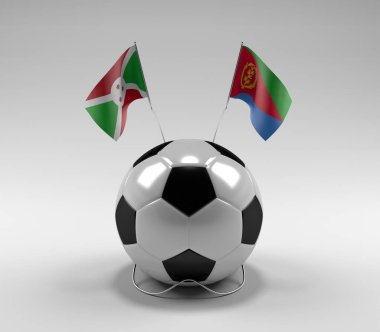 Burundi - Eritre Futbol Bayrakları, Beyaz Arkaplan - 3D Render