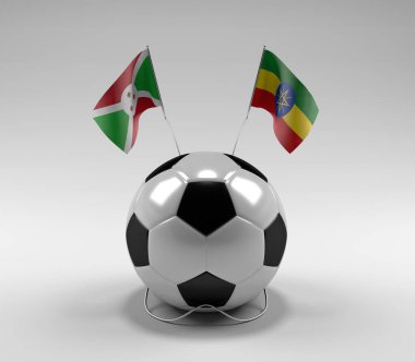 Burundi - Etiyopya Futbol Bayrakları, Beyaz Arkaplan - 3D Render