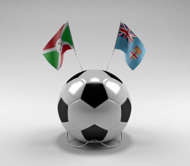 Burundi - Fiji Futbol Bayrakları, Beyaz Arkaplan - 3D Render