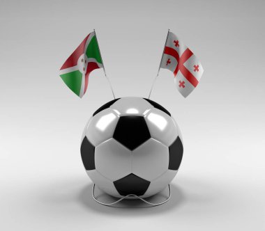 Burundi - Georgia Futbol Bayrakları, Beyaz Arkaplan - 3D Render