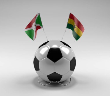 Burundi - Gana Futbol Bayrakları, Beyaz Arkaplan - 3D Render