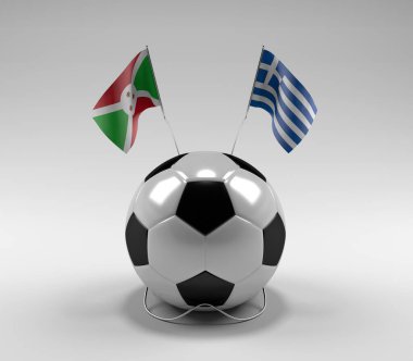 Burundi - Yunanistan Futbol Bayrakları, Beyaz Arkaplan - 3D Render