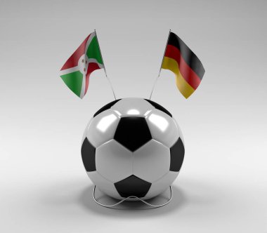 Burundi - Almanya Futbol Bayrakları, Beyaz Arkaplan - 3D Render