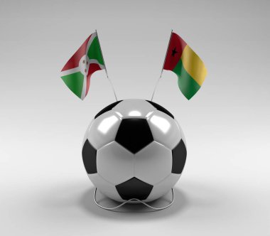 Burundi - Gine-Bissau Futbol Bayrakları, Beyaz Arkaplan - 3D Render