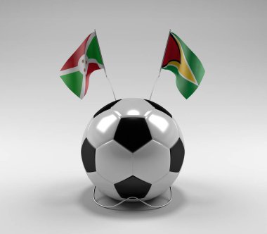 Burundi - Guyana Futbol Bayrakları, Beyaz Arkaplan - 3D Render