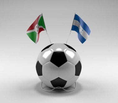 Burundi - Honduras Futbol Bayrakları, Beyaz Arkaplan - 3D Render