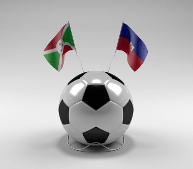 Burundi - Haiti Futbol Bayrakları, Beyaz Arkaplan - 3D Render