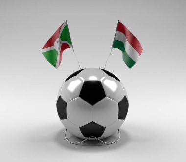 Burundi - Macaristan Futbol Bayrakları, Beyaz Arkaplan - 3D Render